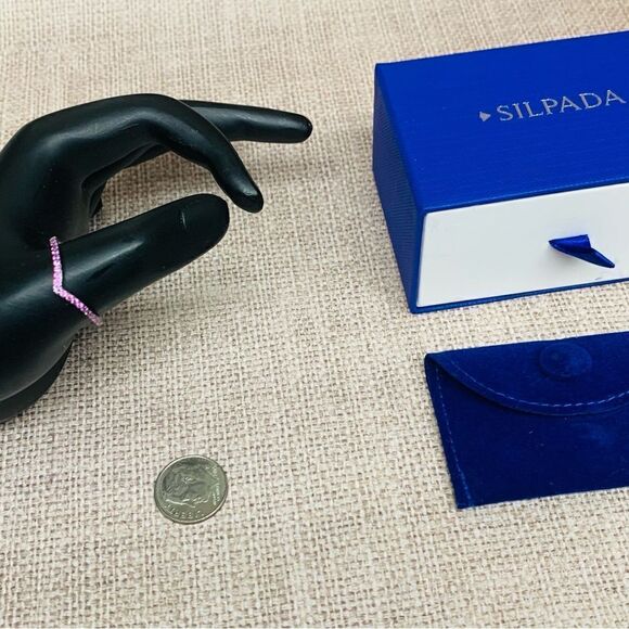 Silpada Sterling Silver Pink Crystal Chevron Ring - Picture 1 of 3